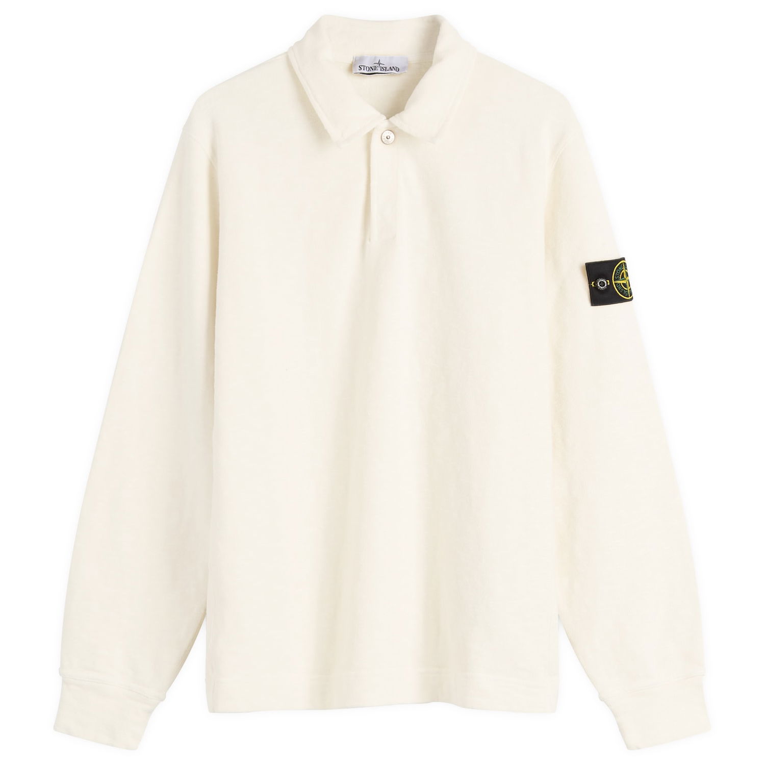 Polo skjorte Stone Island Brushed Heavy Cotton Long Sleeve Polo Shirt, Size Large Hvid | K2S156100054-V0093, 0