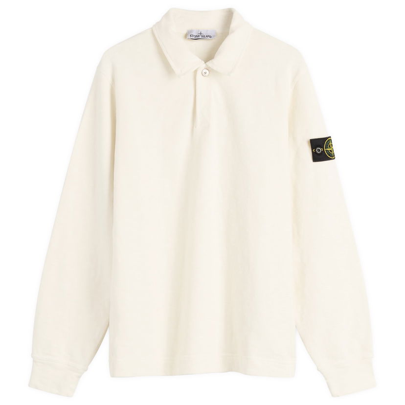 Polo skjorte Stone Island Brushed Heavy Cotton Long Sleeve Polo Shirt, Size Large Hvid | K2S156100054-V0093