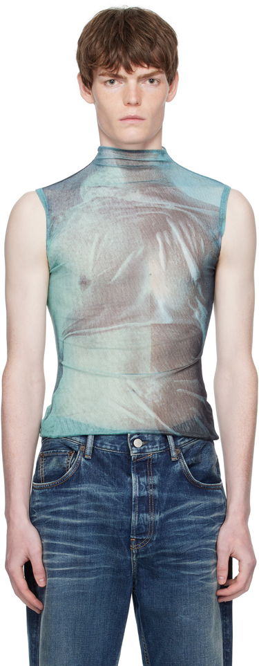 Tanktop Jean Paul Gaultier Jean Paul Gaultier Printed Sleeveless Turtleneck Turkis | 25/03-W-TO311-M004P-5557, 0