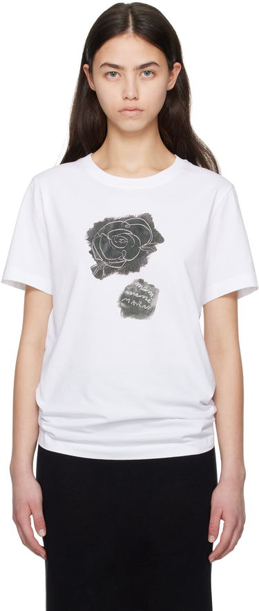 T-shirt Marni Marni Brushed Rose Cotton Jersey T-Shirt Hvid | THJE0293PA USCX64, 0