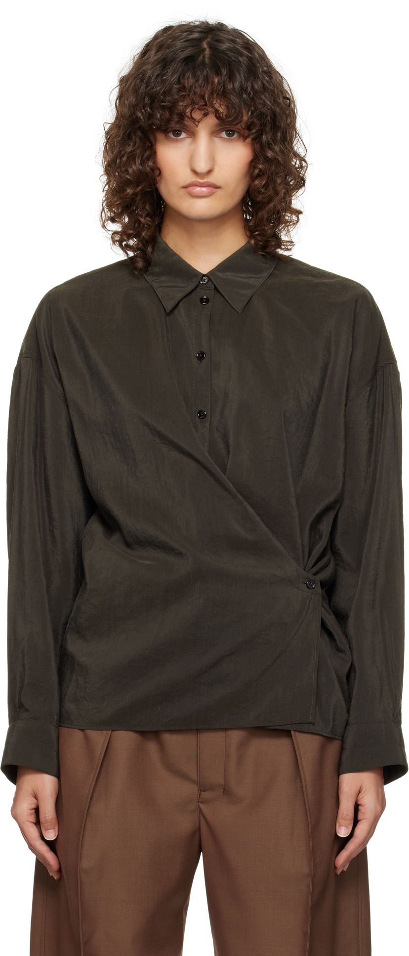Skjorte LEMAIRE Lemaire Straight Collar Twisted Shirt Brun | SH1141 LF1308