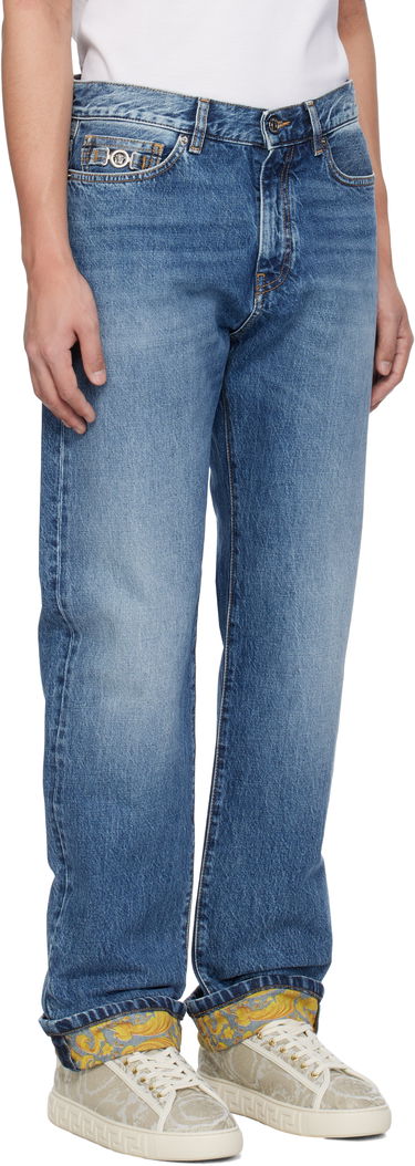 Jeans Versace Versace Stonewashed Cuffed Jeans Blå | 1018013_1A12886, 1