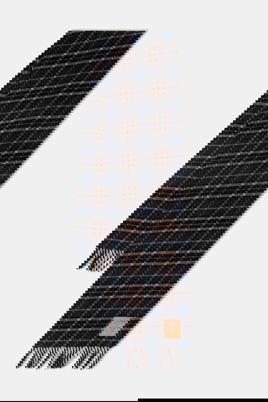 Tørklæde GANNI Double Face Wool Check Scarf Flerfarvet | A6933, 0