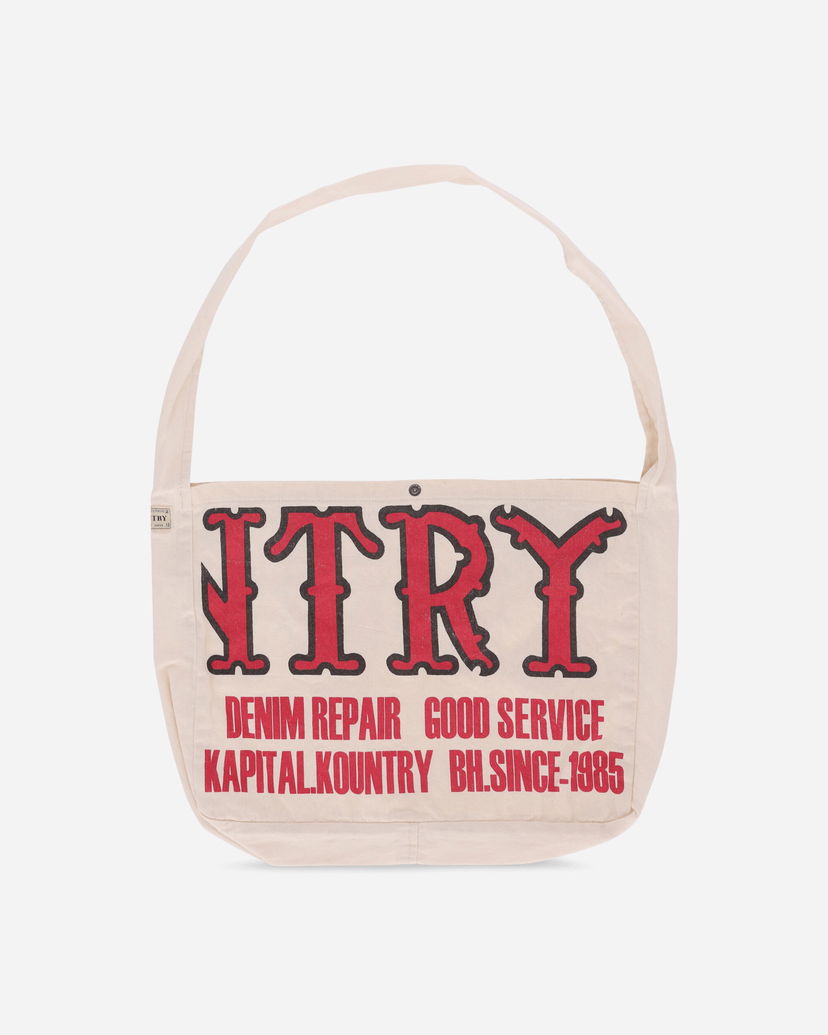 Mulepose KAPITAL Cotton Twill Kountry Factory Book Bag Beige | EK-1230XB ECRU