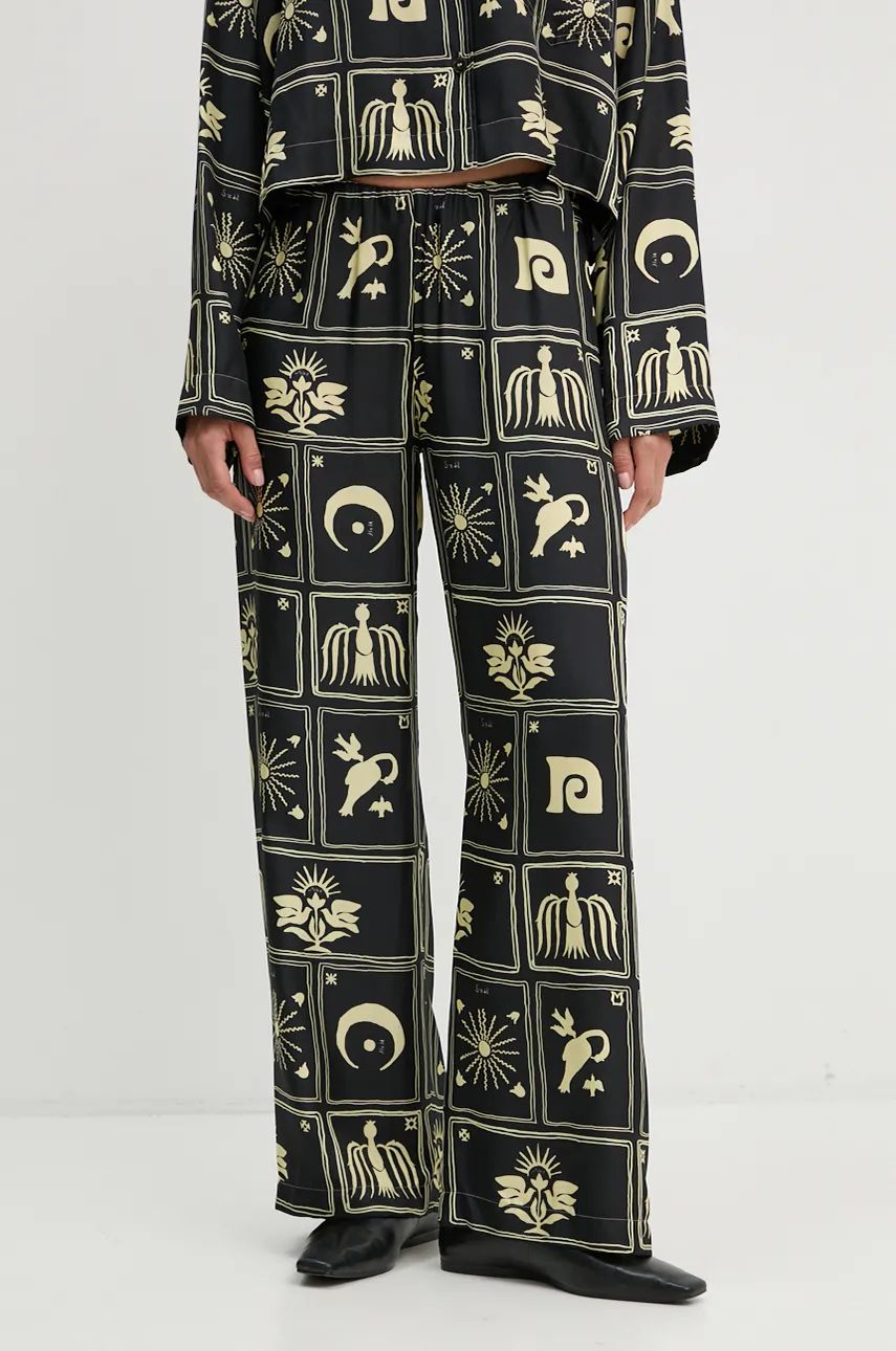 Bukser Nanushka Silk Wide Leg Pants Sort | NW24PFOW05999, 0