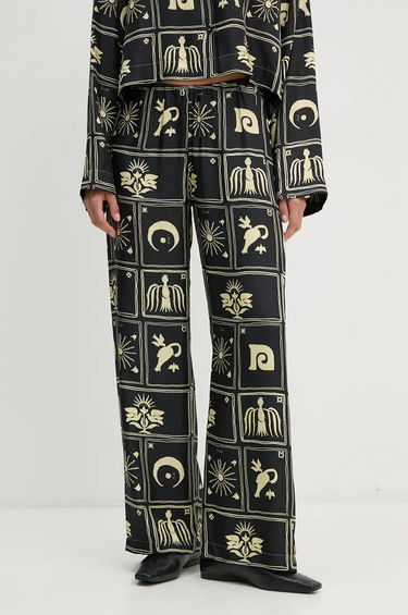 Bukser Nanushka Silk Wide Leg Pants Sort | NW24PFOW05999, 0