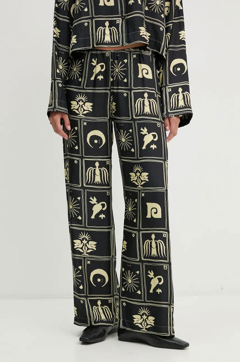 Bukser Nanushka Silk Wide Leg Pants Sort | NW24PFOW05999