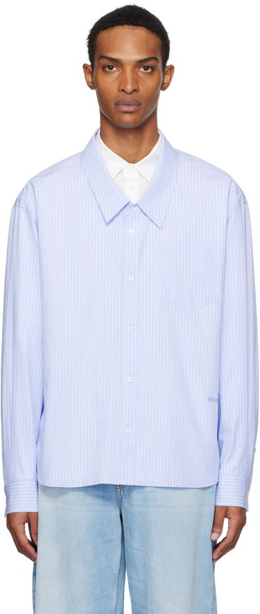 Skjorte We11done We11done Striped Layered Shirt Blå | WD-SH2-25-182-M-BL, 0