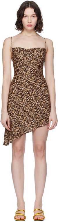 Miaou Helga Asymmetrical Leopard Print Mini Dress