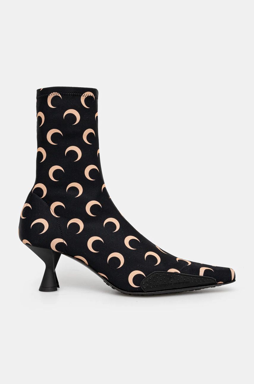 Sneakers og sko Marine Serre Recycled Moon Jersey Ms Still Heeled Ankle Boots Sort | WFW041A.CJER0053, 1