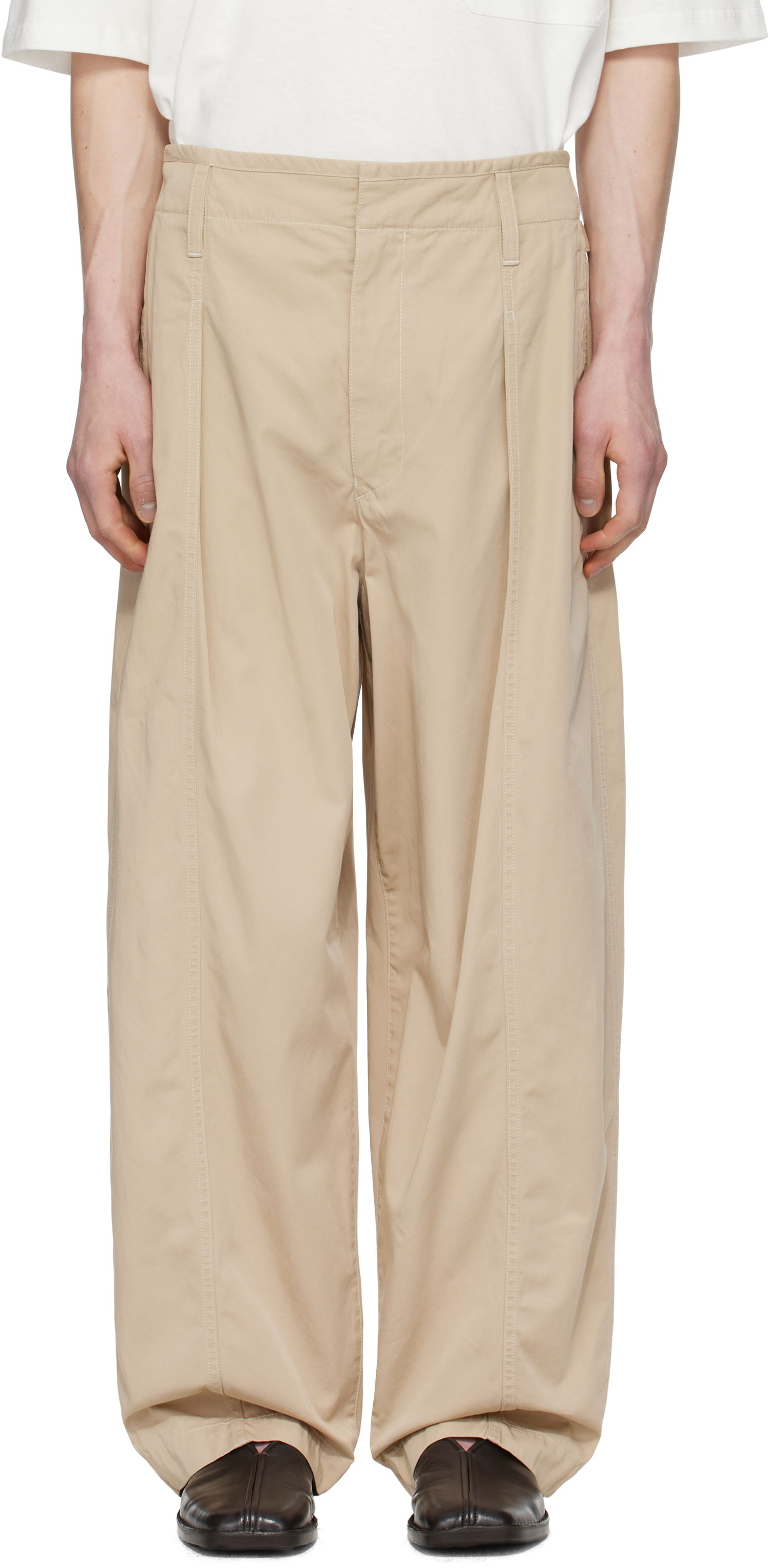 Bukser LEMAIRE Lemaire Maxi Pleated Trousers Beige | PA1202 LF1352, 0