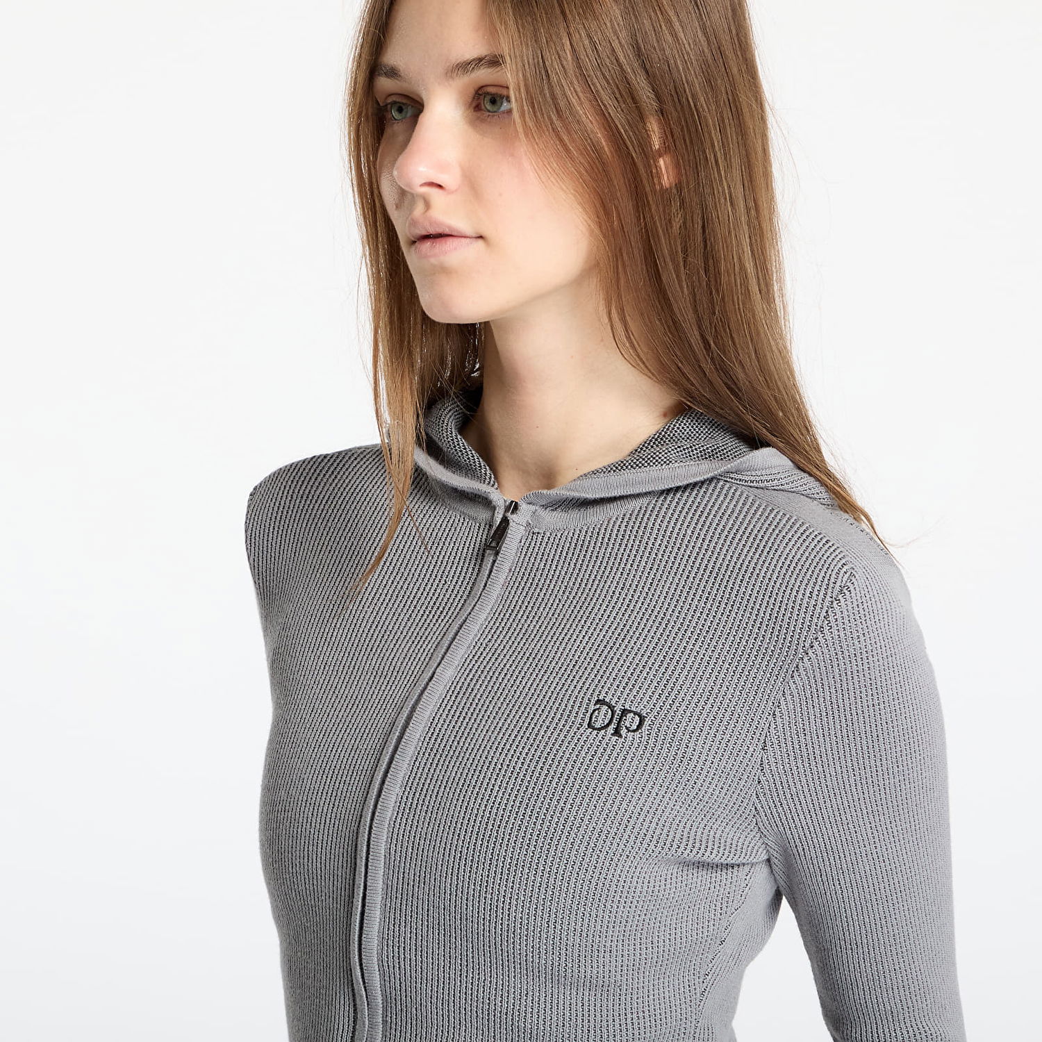 Sweater DAILY PAPER Daily Paper Women's Rib Knit Hoodie Grå | 2511085, 1