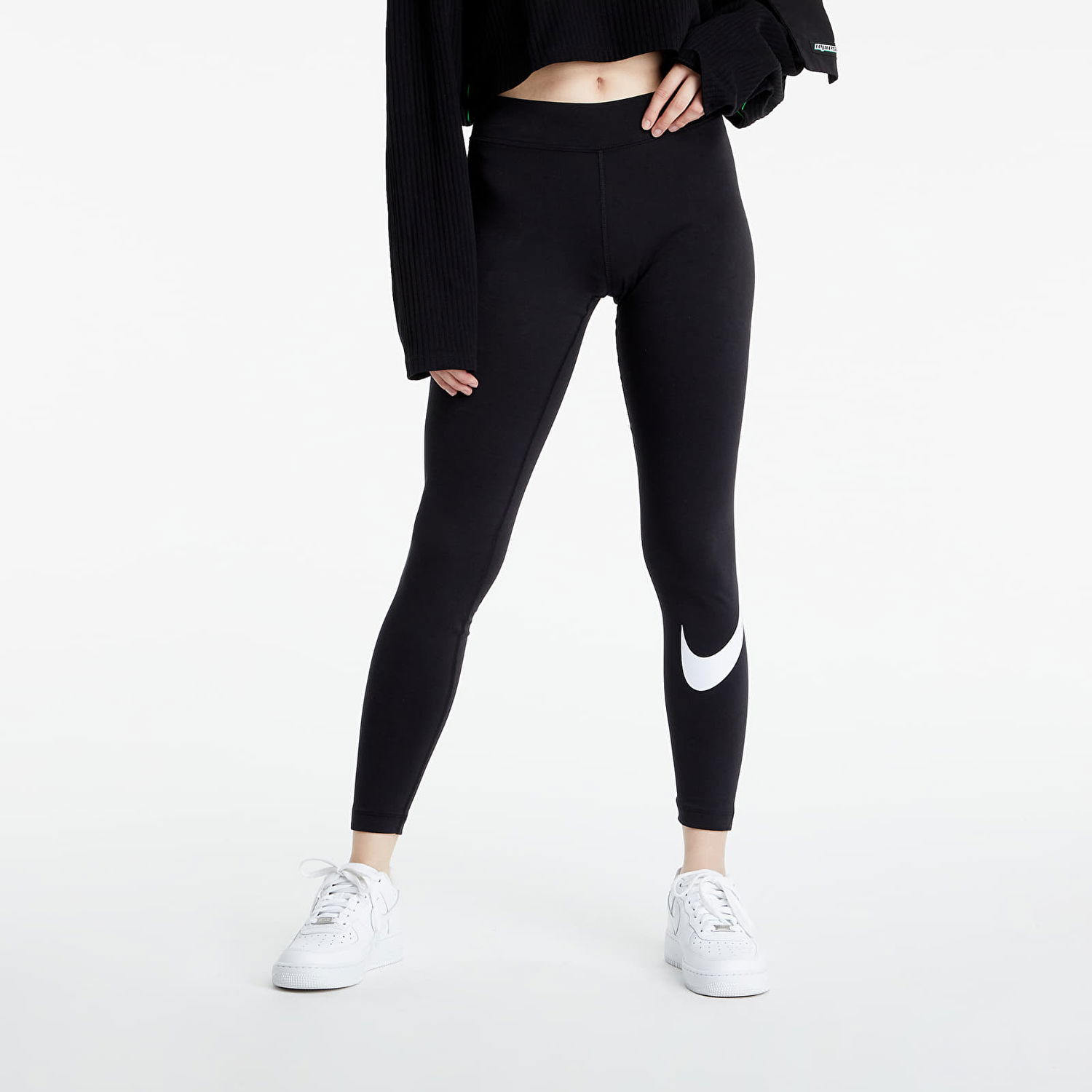 Leggings Nike Sportswear Essential GX Mid-Rise Swoosh Leggings Sort | CZ8530-010, 0