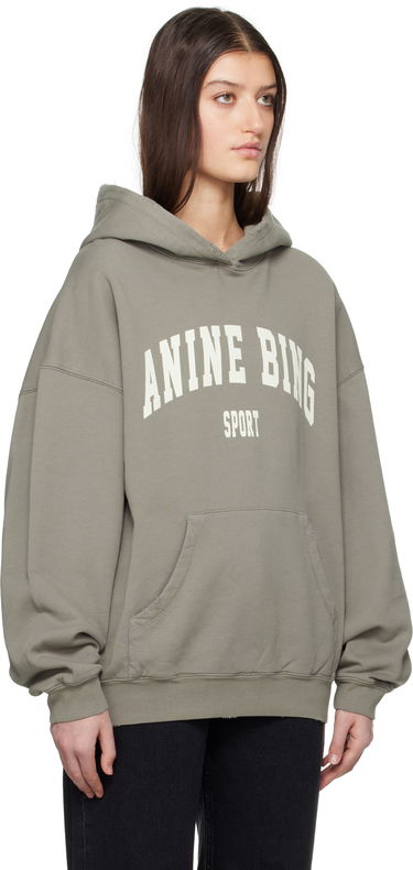 Sweatshirt Anine Bing ANINE BING Women's Harvey Sport Logo Hoodie Grøn | S-08-5185-310, 4