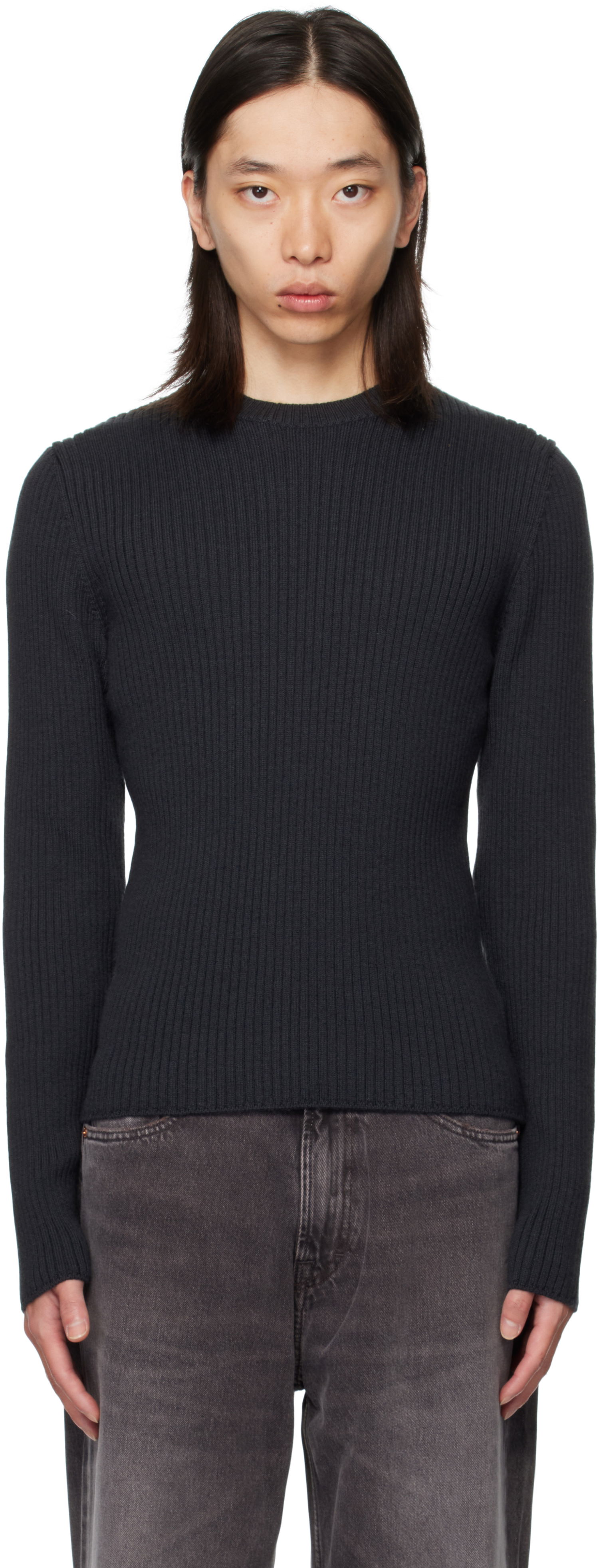 Sweater OUR LEGACY OUR LEGACY Compact Round Neck Sweater Mørkeblå | M4253CO, 0