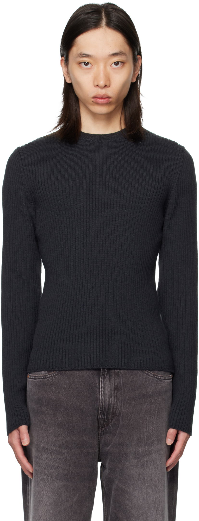 Sweater OUR LEGACY OUR LEGACY Compact Round Neck Sweater Mørkeblå | M4253CO