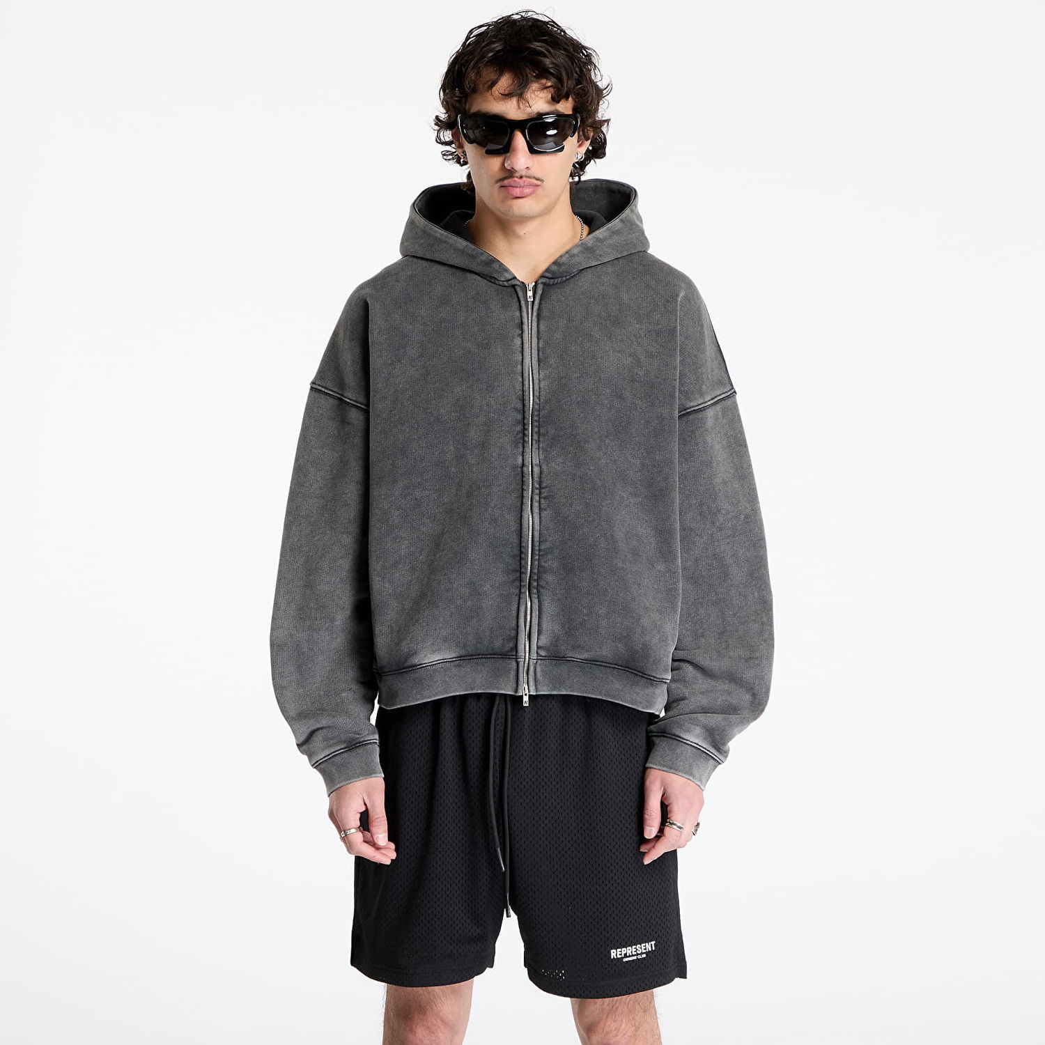 Sweatshirt Represent Clo Initial Boxy Zip Hoodie Vintage Grå | INM414-47, 0