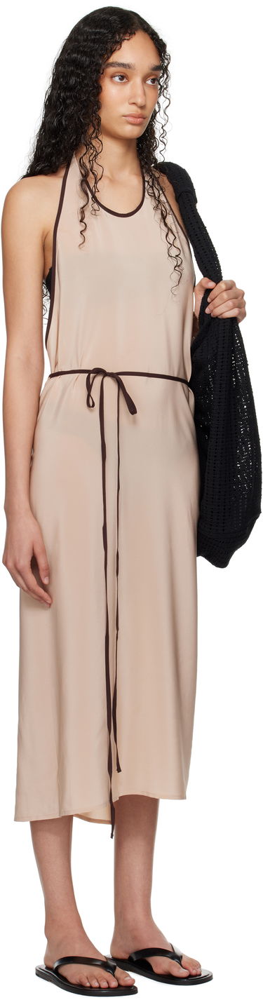 Kjole Baserange Baserange Apron Wrap Midi Dress Beige | Apron Dress, 1
