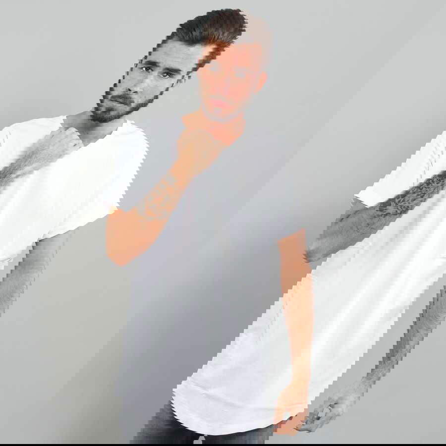 T-shirt Urban Classics Long Shaped Turnup Hvid | TB1561 white, 0