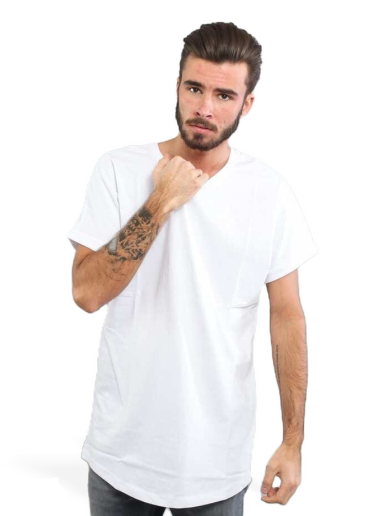 T-shirt Urban Classics Long Shaped Turnup Hvid | TB1561 white