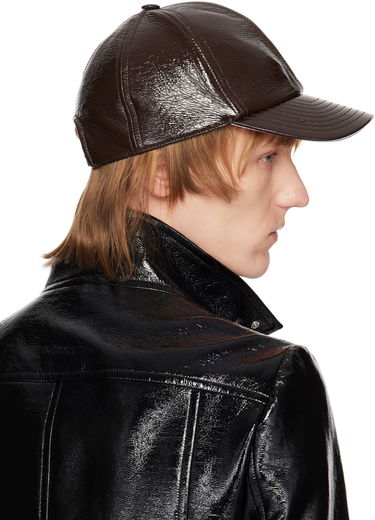 Kasket Courrèges Faux-Leather Logo Cap Brun | PERACT002VY0003, 2