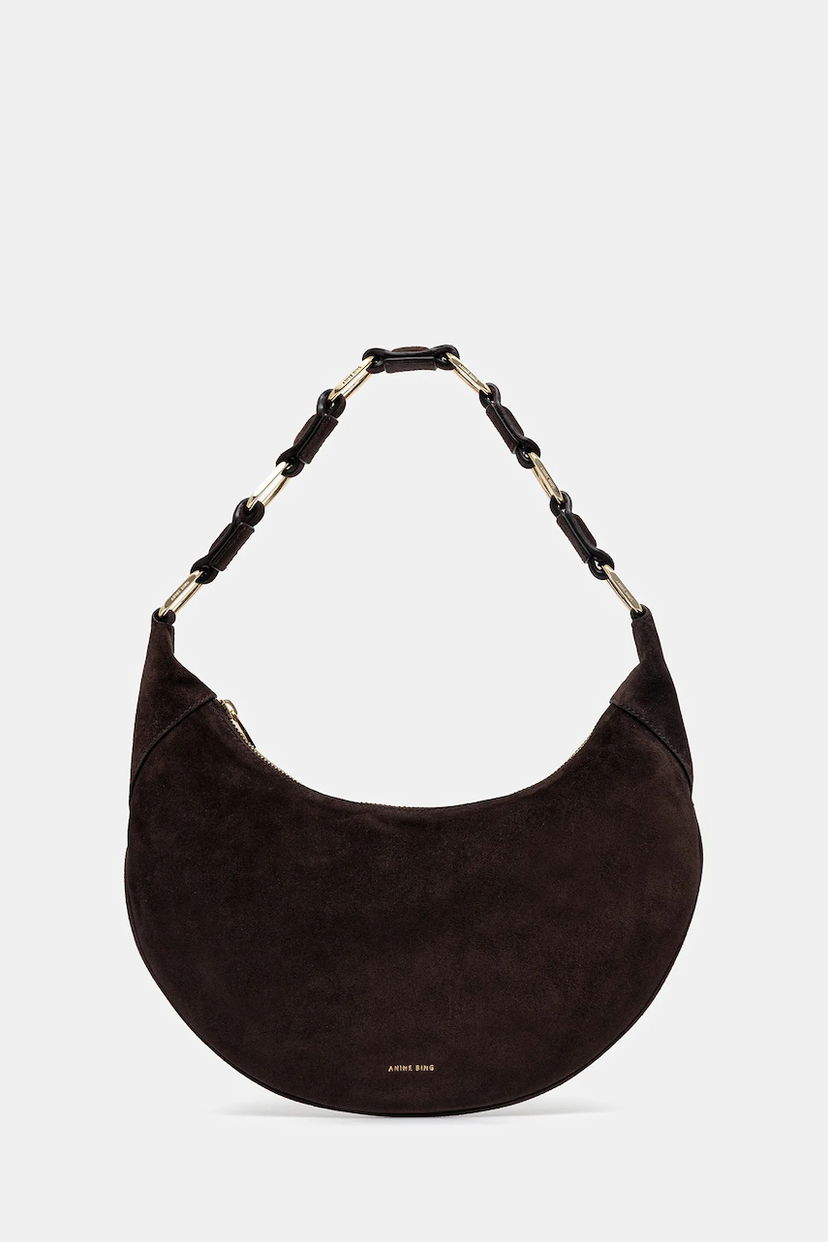 Skuldertaske Anine Bing Anine Bing Kate Suede Shoulder Bag Brun | A.13.10695