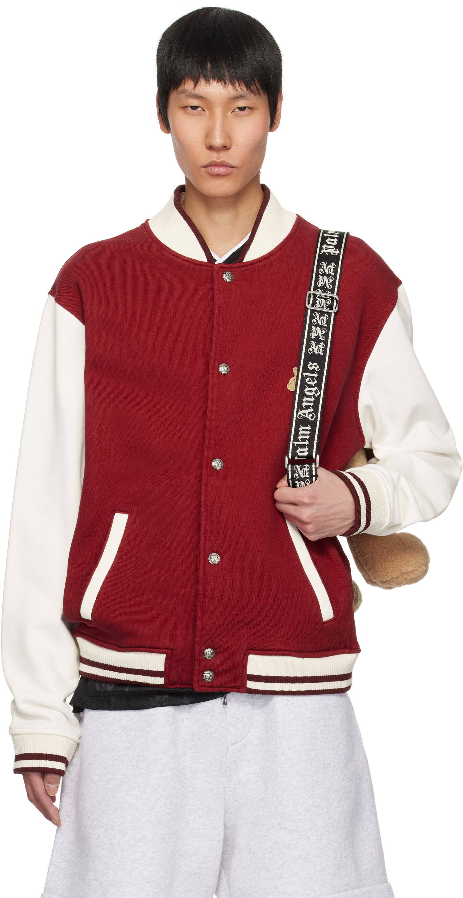 Bomberjakke Palm Angels Palm Angels 'Bear in Mind' Varsity Bomber Jacket Rød | PMEK011S25FAB0012503, 0