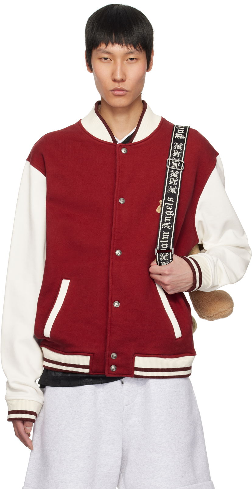 Bomberjakke Palm Angels Palm Angels 'Bear in Mind' Varsity Bomber Jacket Rød | PMEK011S25FAB0012503