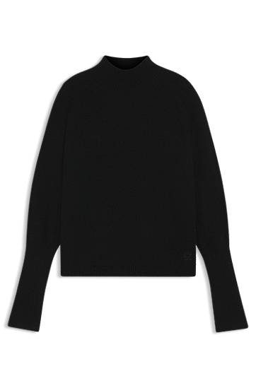 Sweater BOSS Relaxed-fit mock-neck sweater in a wool blend Sort | 50548251, 0