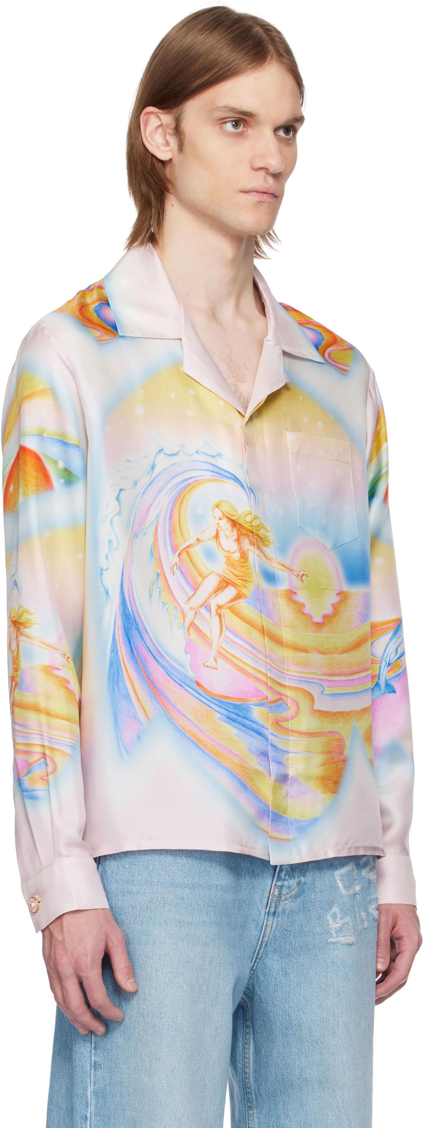 Skjorte Casablanca Casablanca Psychedelic Nirvana Silk Shirt Flerfarvet | U-MS25-SH-006-05, 1