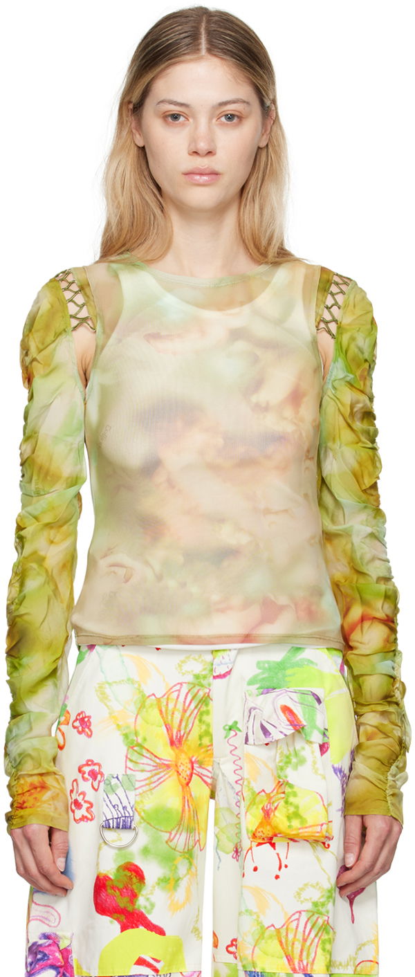 Tanktop Collina Strada Collina Strada Cardio Delilah Sheer Long Sleeve Blouse Grøn | XX3288