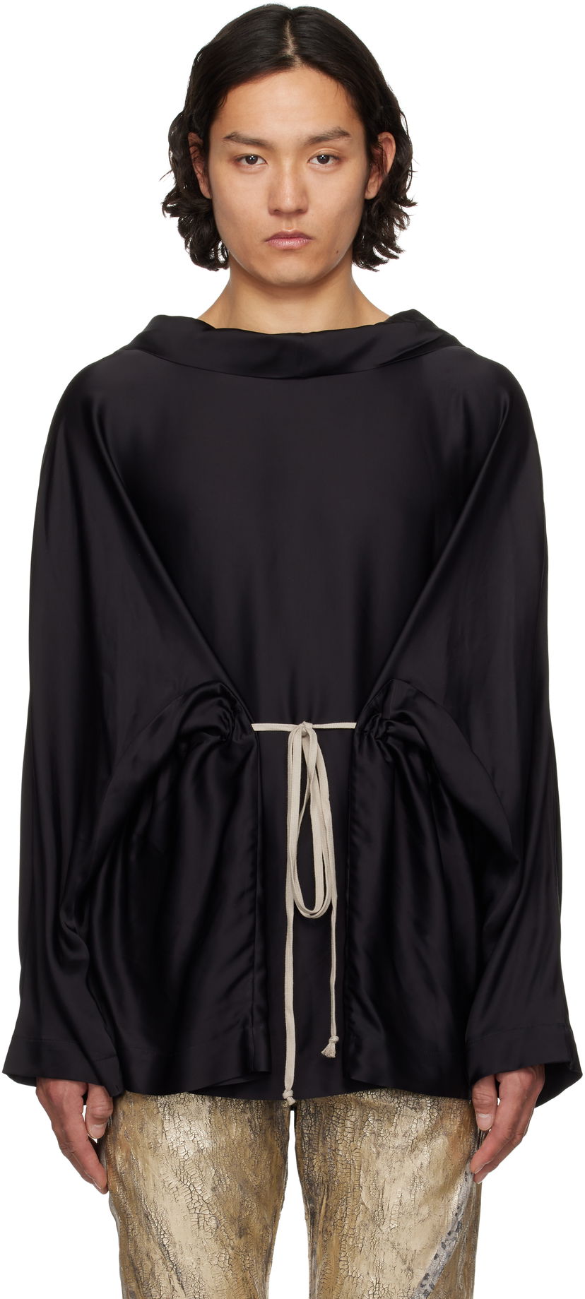 Sweater Rick Owens Rick Owens Hollywood Tunic Hoodie Sort | RR01E5702 SCH