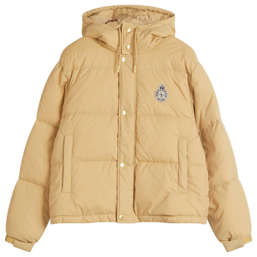 Puffer jakke Sporty & Rich Sporty & Rich Crown Logo Hooded Puffer Jacket, Size Large Beige | OW020500202BE01-BEI