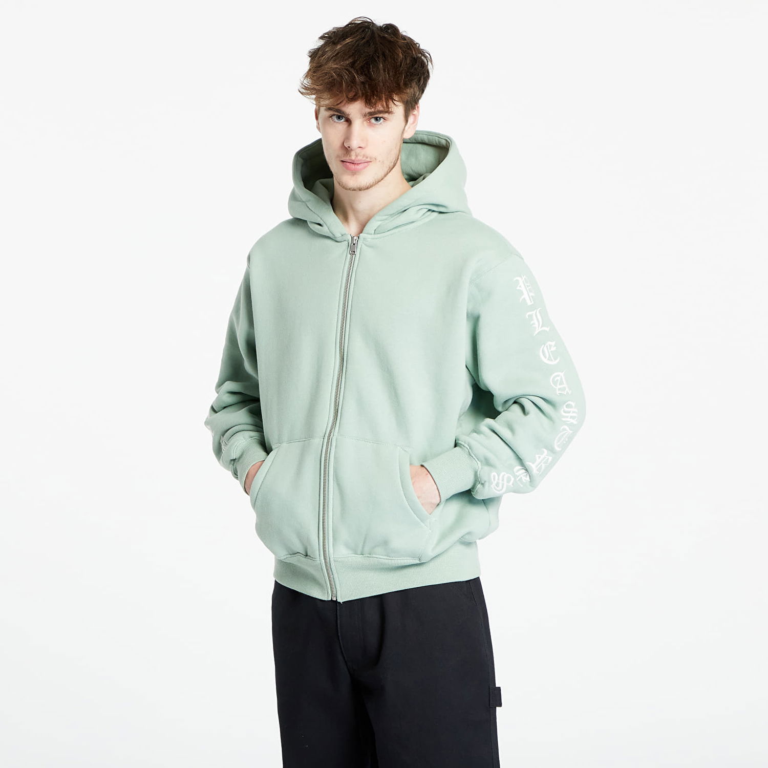 Sweatshirt Pleasures Oe Zip Up Hoodie Grøn | P23W038 MATCHA, 0