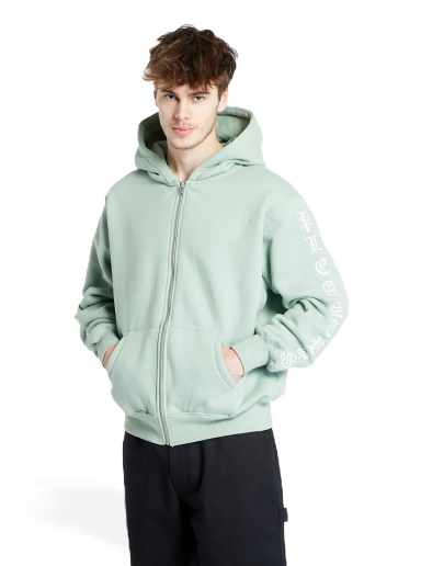 Sweatshirt Pleasures Oe Zip Up Hoodie Grøn | P23W038 MATCHA