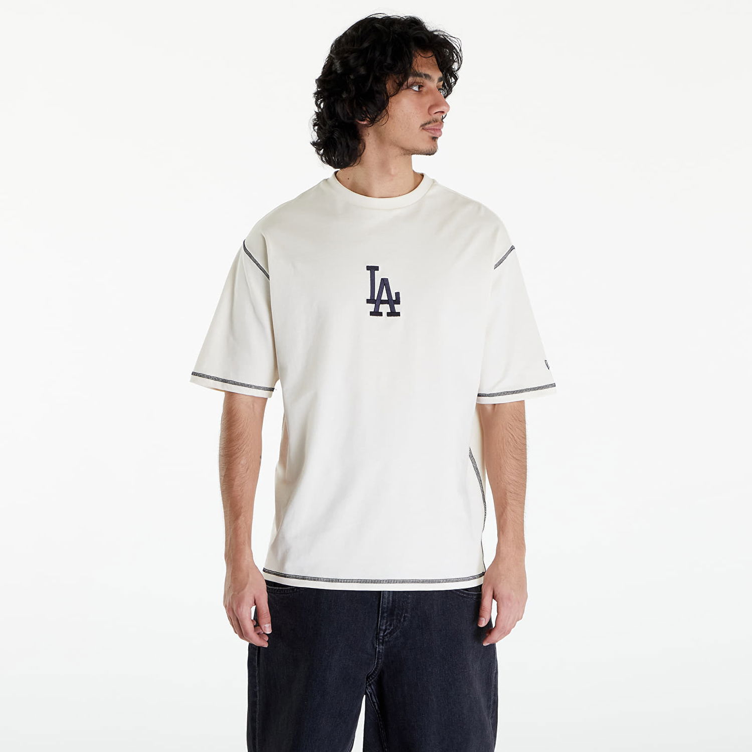 T-shirt New Era LA Dodgers MLB World Series Oversized T-Shirt UNISEX Off White/ Navy Hvid | 60435464, 0