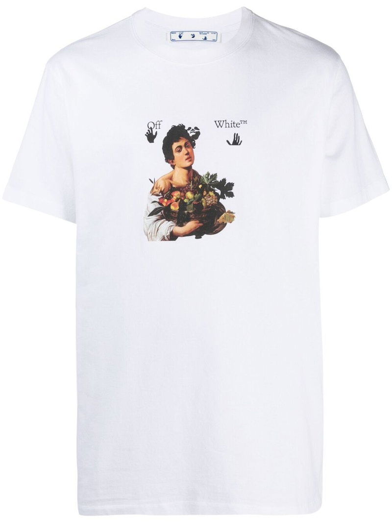 T-shirt Off-White Caravaggio Boy T-shirt White/Black Hvid | OMAA027S21JER0110110