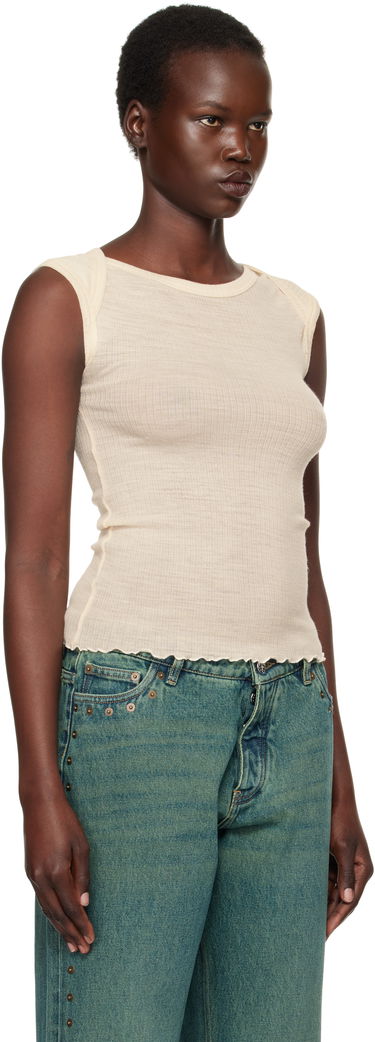 Tanktop Baserange Ribbed Knit Cap Sleeve Tank Top Beige | TODI-WO-SP25, 1