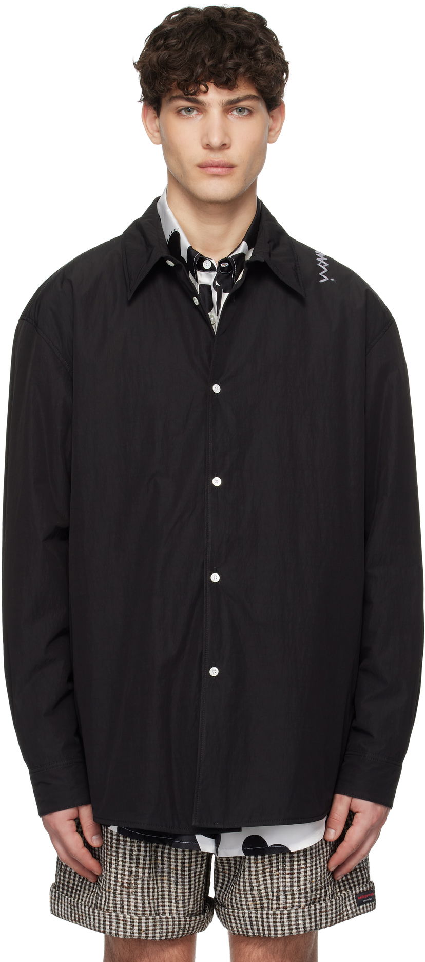 Skjorte Marni Marni Crinkled Nylon Blend Overshirt Sort | CUMU0333SW UTP786