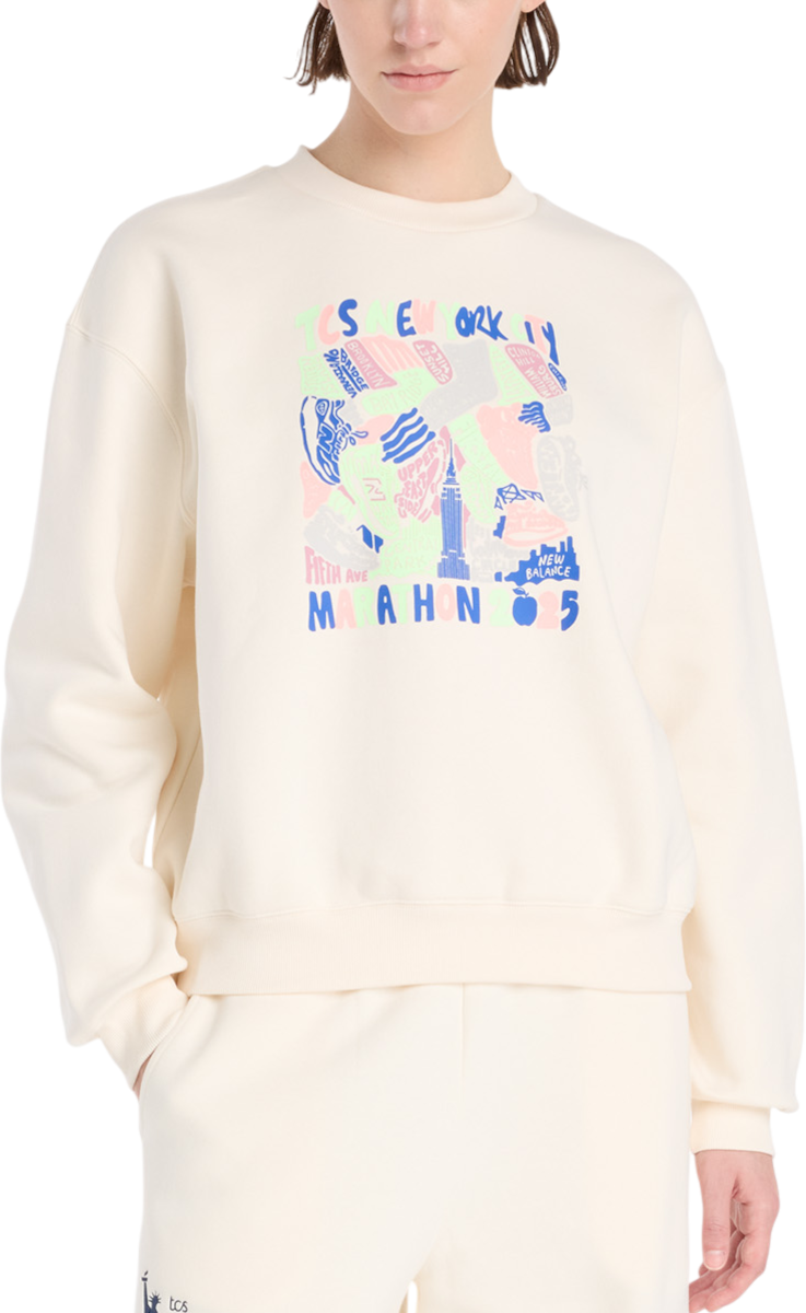 Sweatshirt New Balance NYC Marathon Fleece Crewneck Sweatshirt Beige | wt53511m-pef, 0