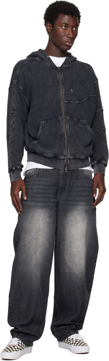 Sweatshirt Dime Dime Premium Waffle Zip Hoodie Sort | DIMESU258BLK, 3
