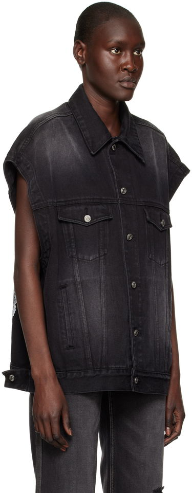 Vest We11done We11done Horror Movie Sleeveless Denim Jacket Sort | WD-DV3-22-384-U-BK, 1
