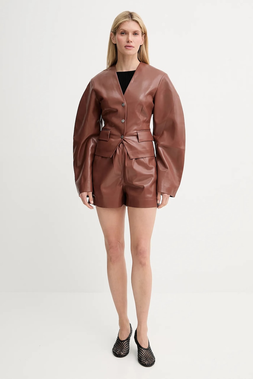Jakke Nanushka Nanushka Kiyo Faux Leather Blazer and Shorts Set Brun | NW25SSOW22075, 1