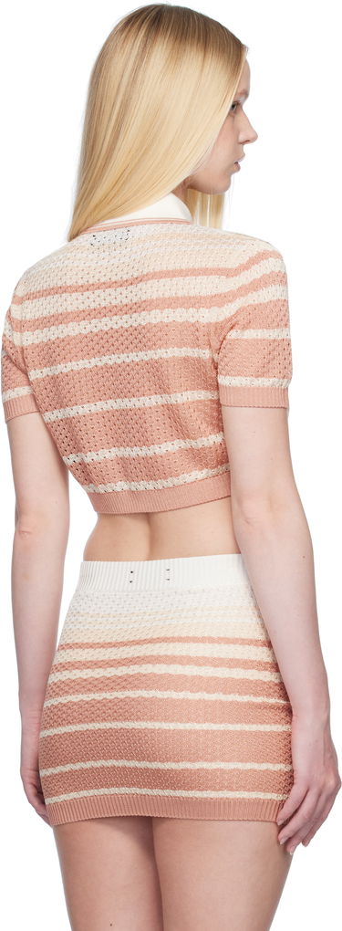 Polo skjorte AMIRI AMIRI Stripe Cropped Polo Lyserød | AWKNPO1023, 2