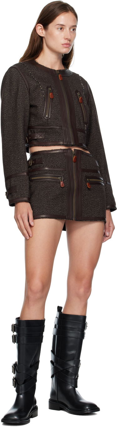 Jakke R13 R13 Stitch Detail Cropped Crewneck Jacket Brun | R13WR449-R567A, 3