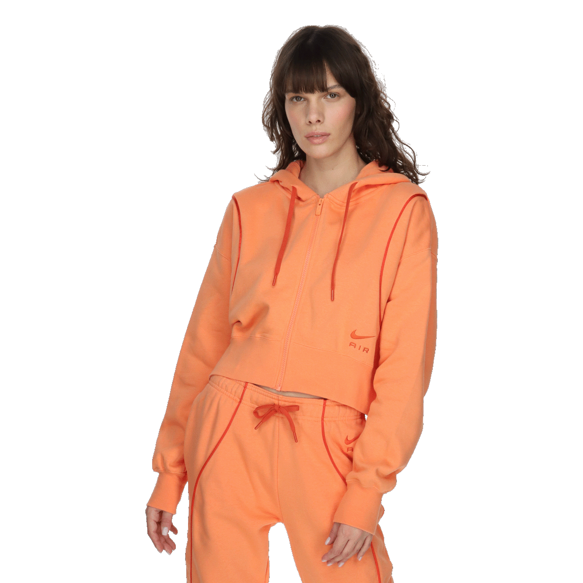 Træningsdragt Nike Air Cropped Full-Zip Hoodie and Sweatpants Set Orange | DQ6579-871, 0
