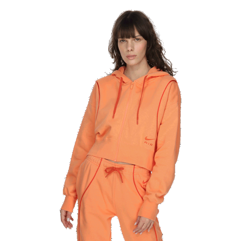 Træningsdragt Nike Air Cropped Full-Zip Hoodie and Sweatpants Set Orange | DQ6579-871