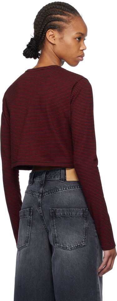 Crop top We11done We11done Striped Cropped Longsleeve T-Shirt Rød | WD-TT0-25-716-W-BK, 2