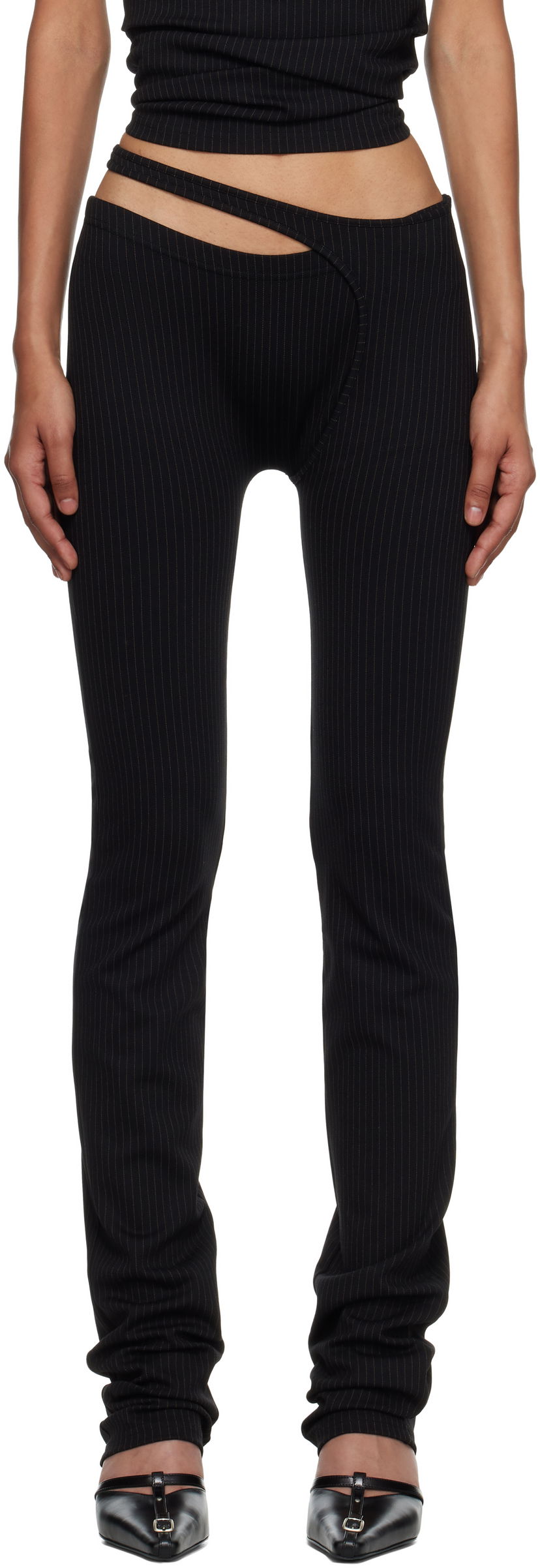 Leggings Ottolinger Ottolinger Ada Pinstripe Leggings Sort | 102-800603-03