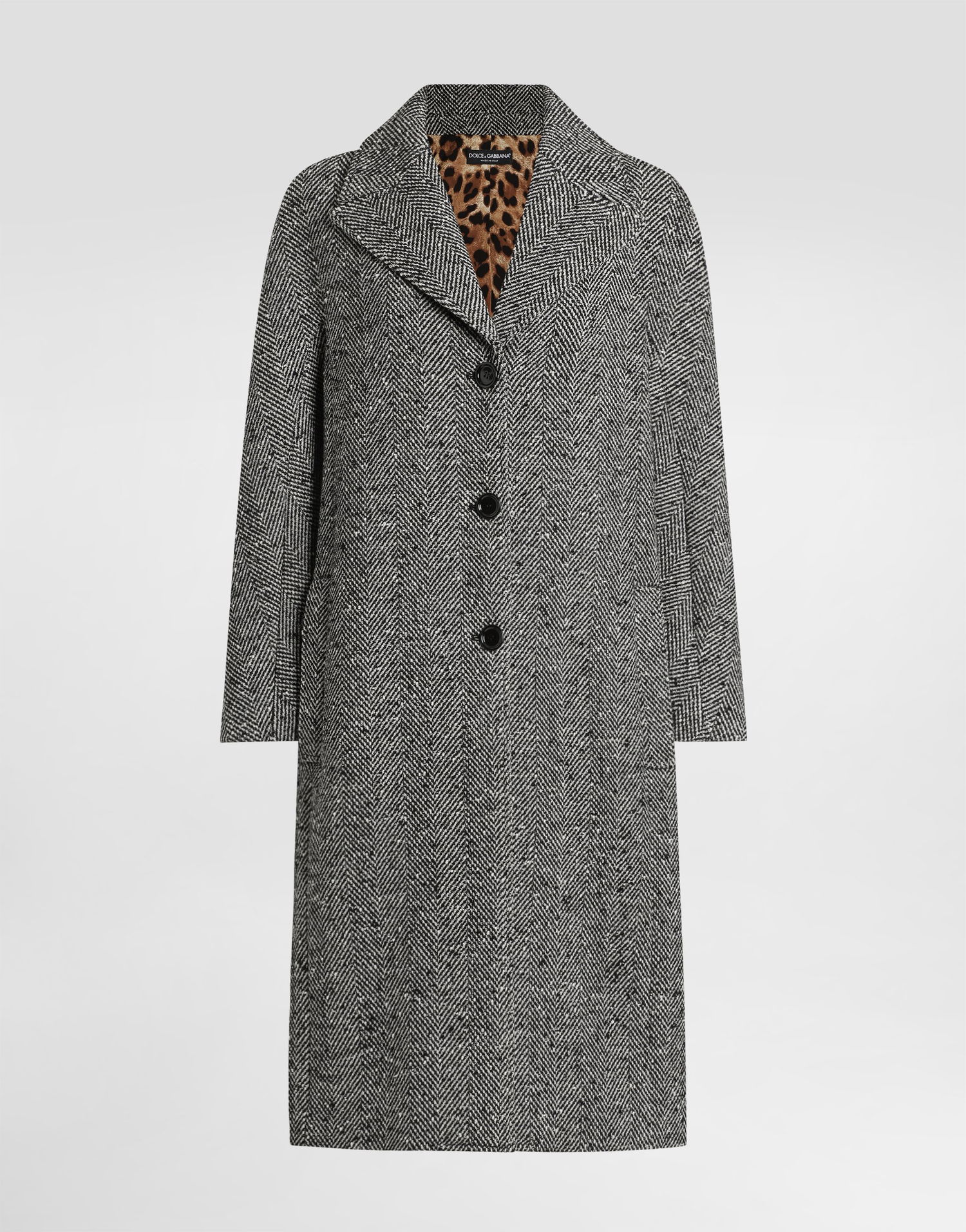 Frakker Dolce & Gabbana Dolce & Gabbana Long Chevron Tweed Coat Grå | F0W4JTFCZAJS8030, 0